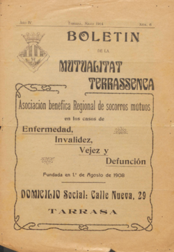 Boletín de la Mutualitat Terrassenca, Asociación Benéfica Regional de Socorros Mútuos...