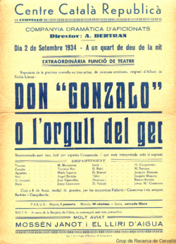 Centre Català Republicà, Cervelló ... : dia 2 de setembre 1934 ... : extraordinària funció de teatre