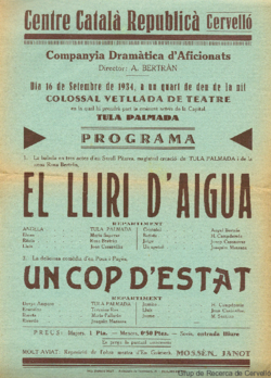 Centre Català Republicà, Cervelló ... : dia 16 de setembre de 1934 ... : colossal vetllada de teatre