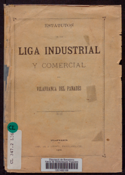 Estatutos de la Liga Industrial y Comercial de Vilafranca del Panadés