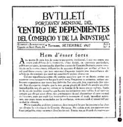 Butlletí portaveu mensual del Centro de Dependientes del Comercio y de la Industria