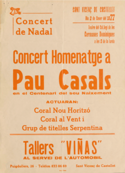 Concert homenatge a Pau Casals : en el centenari del seu naixement Concert de Nadal