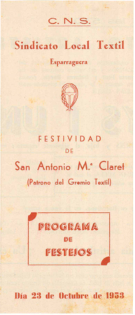 Festividad de San Antonio Ma. Claret ... programa de festejos ...