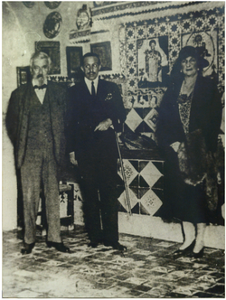 Santiago Rusiñol, el Rei Alfons XIII i la Reina Victòria Eugènia