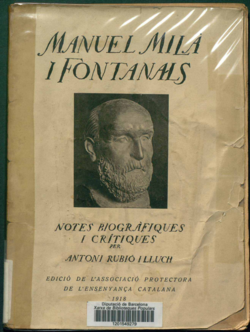 Manuel Milà i Fontanals : notes biogràfiques i crítiques