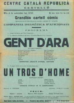 Centre Català Republicà, Cervelló : dia 8 de setembre del 1935 ... : grandiós cartell còmic ...
