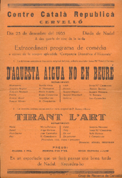Centre Català Republicà, Cervelló : dia 25 de desembre del 1935, diada de Nadal ... : extraordinari programa de comèdia ...
