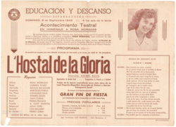 Educación y Descanso : Esparraguera : domingo 8 de septiembre ... acontecimineto teatral en homenaje a Rosa Moragas ...