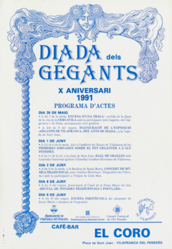 Diada dels gegants : X aniversari : 1991 : programa d'actes