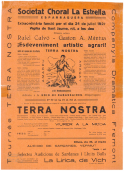 Societat Choral La Estrella : Esparraguera : extraordinària funció per el dia 24 de juliol 1927 ... ¡esdeveniment artístic agrari! ...