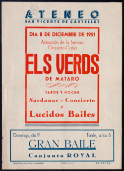 Actuación de la famosa orquesta-cobla Els Verds de Mataró