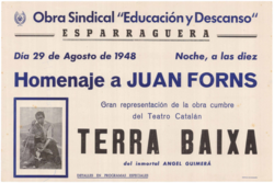 Obra sindical "Educación y descanso" : Esparraguera ... homenaje a Juan Forns ...