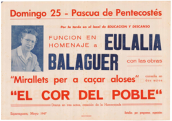 Domingo 25 : Pascua de pentecostés ... función en homenaje a Eulalia Balaguer ...