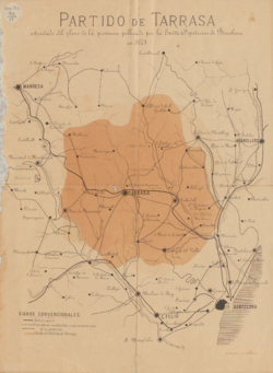 Partido de Tarrasa : extractado del plano de la provincia publicado por la ... Diputacion de Barcelona en 1873