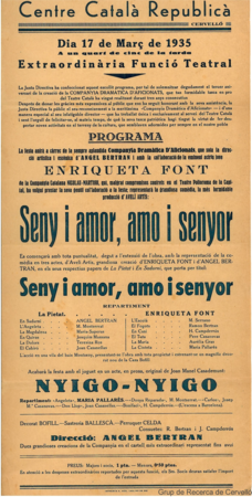 Centre Català Republicà, Cervelló : dia 17 de març de 1935 ... : extraordinària funció teatral ...