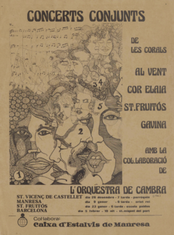 Concerts conjunts de les corals Al Vent, Cor Elaia. St. Fruitós, Gavina : amb la col·laboració de l'Orquestra de cambra