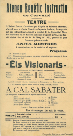 Ateneu Benéfic Instructiu de Cervelló : teatre ... : el dia 14 de març de 1920 ...