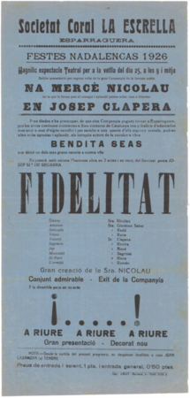 Societat Choral La Estrella : Esparraguera : festes nadalencas 1926 : magnific espectacle teatral ...