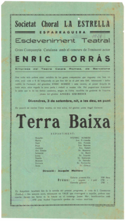 Societat Choral La Estrella : Esparraguera : esdeveniment teatral ... amb el concurs de l'eminent actor Enric Borràs ...