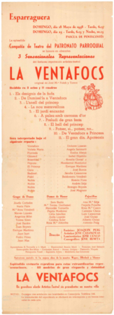 Esparraguera, domingo día 18 de mayo de 1958 ... la aplaudida compañía de teatro del Patronato Parroquial ...