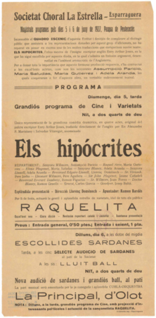 Societat Choral La Estrella : Esparraguera : magistrals programes pels 5 i 6 de juny de 1927 ...