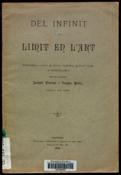 Del infinit i del límit en l'art : conferència llegida al Círcol Artístich de Sant Lluch de Barcelona : maig de 1896