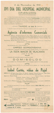 4 de Noviembre de 1951 : XVI dia del Hospital Municipal : Esparraguera